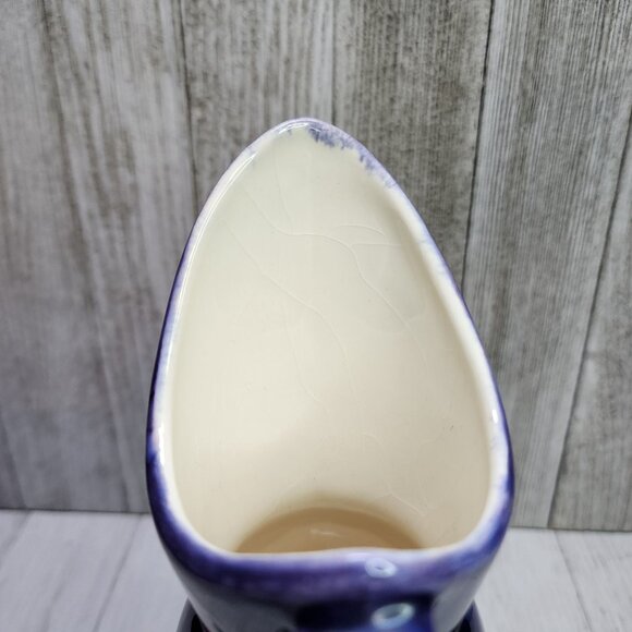 Vintage Raku Style Pottery Pitcher Jug Ceramic Purple Glazed 8'' Tall - Picture 6 of 9